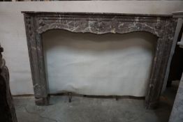 Fireplace in red marble 19th H133x190x23