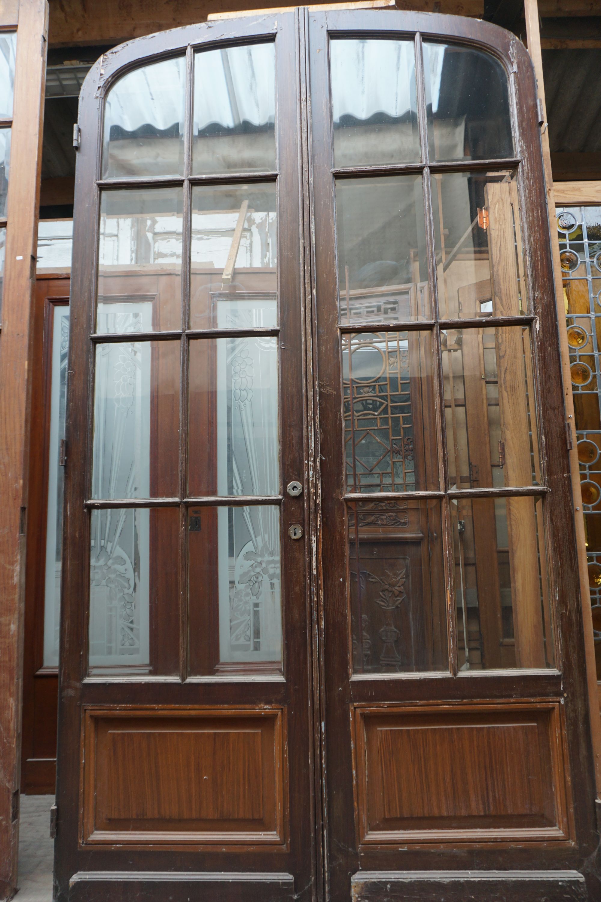 Double door with cut glass H260x142 - Image 2 of 2