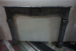 Fireplace in marble, gray / green, 19th H123x166x27