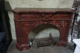 Fireplace in red French marble 19th H113x167x52