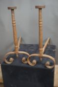 Paire of andirons in wrought iron H70x77