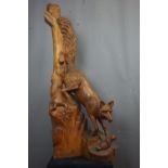 Beautiful Départ with hunting fox in wood H120x50