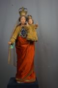 Dressed statue, Madonna with child 18th H80
