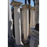 Lot (5) columns in white stone with base in bluestone H182