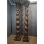 Paire of columns in wood 19th H190