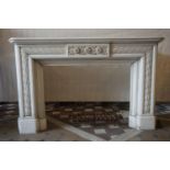 Fireplace in white carara marble 19th H110x180x45