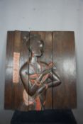 Africa, decorative panel in wood H98X88