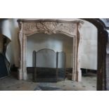 Fireplace in Rose Marble 19th H130x150x38