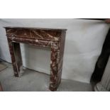 Fireplace in red marble 19th H120x124x36