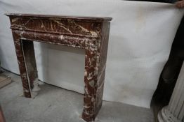 Fireplace in red marble 19th H120x124x36