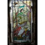 Beautiful stained glass window with the representation of Pelicans 19th H190x80