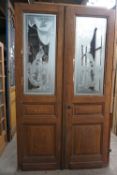 Double door with milk glass H243x140