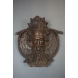 Decorative medallion in wood 19th H45x48