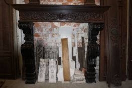 Flemish fireplace in bluestone with upper in wood H203x218x75