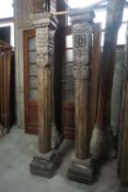 Couple columns in wood based in stone H200