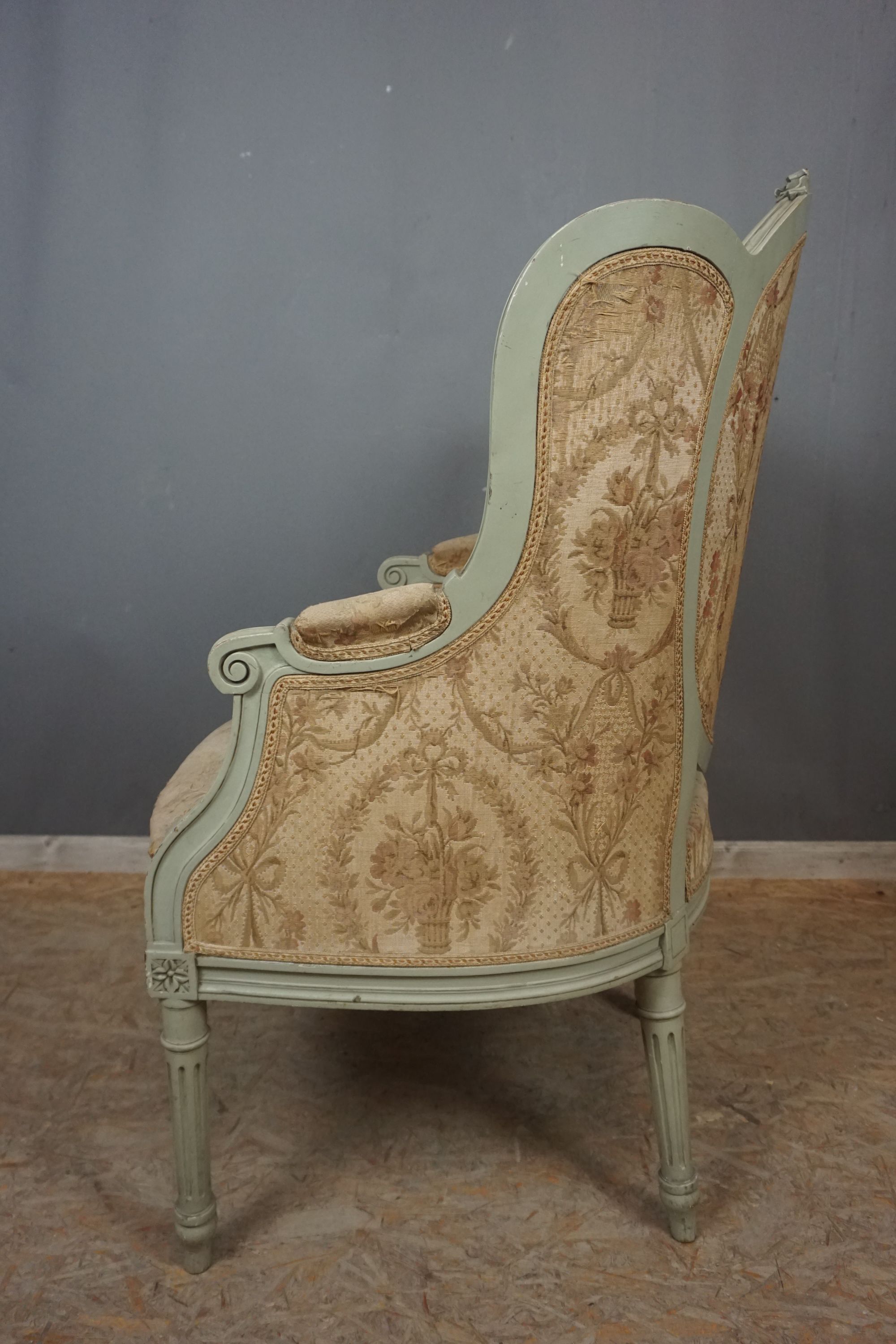 Unusual seat with fine upholstery Style Empire 19th H110X70 - Image 2 of 3