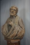 Religious, bust in wood H100x75
