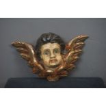 Angel-head in wood, Polychrome H28x16