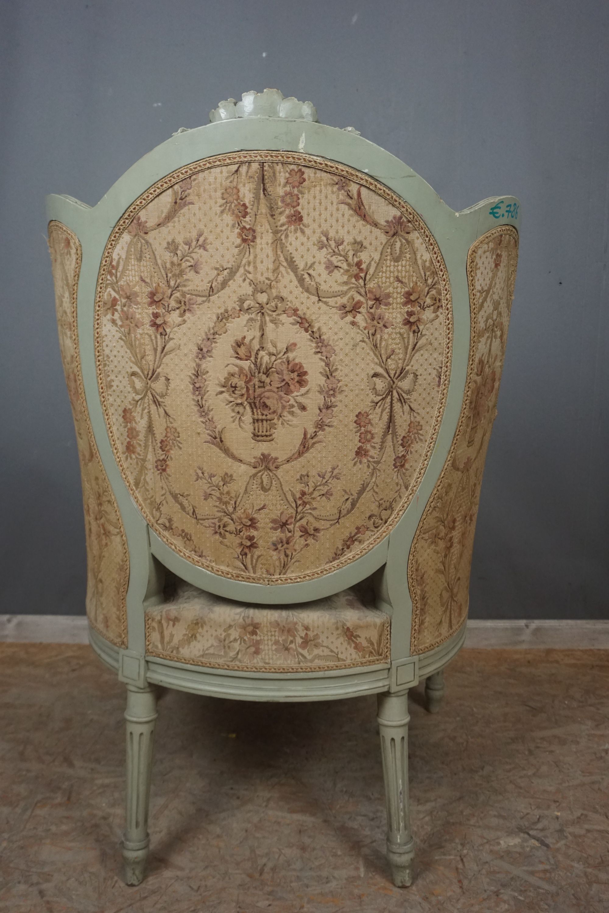 Unusual seat with fine upholstery Style Empire 19th H110X70 - Image 3 of 3