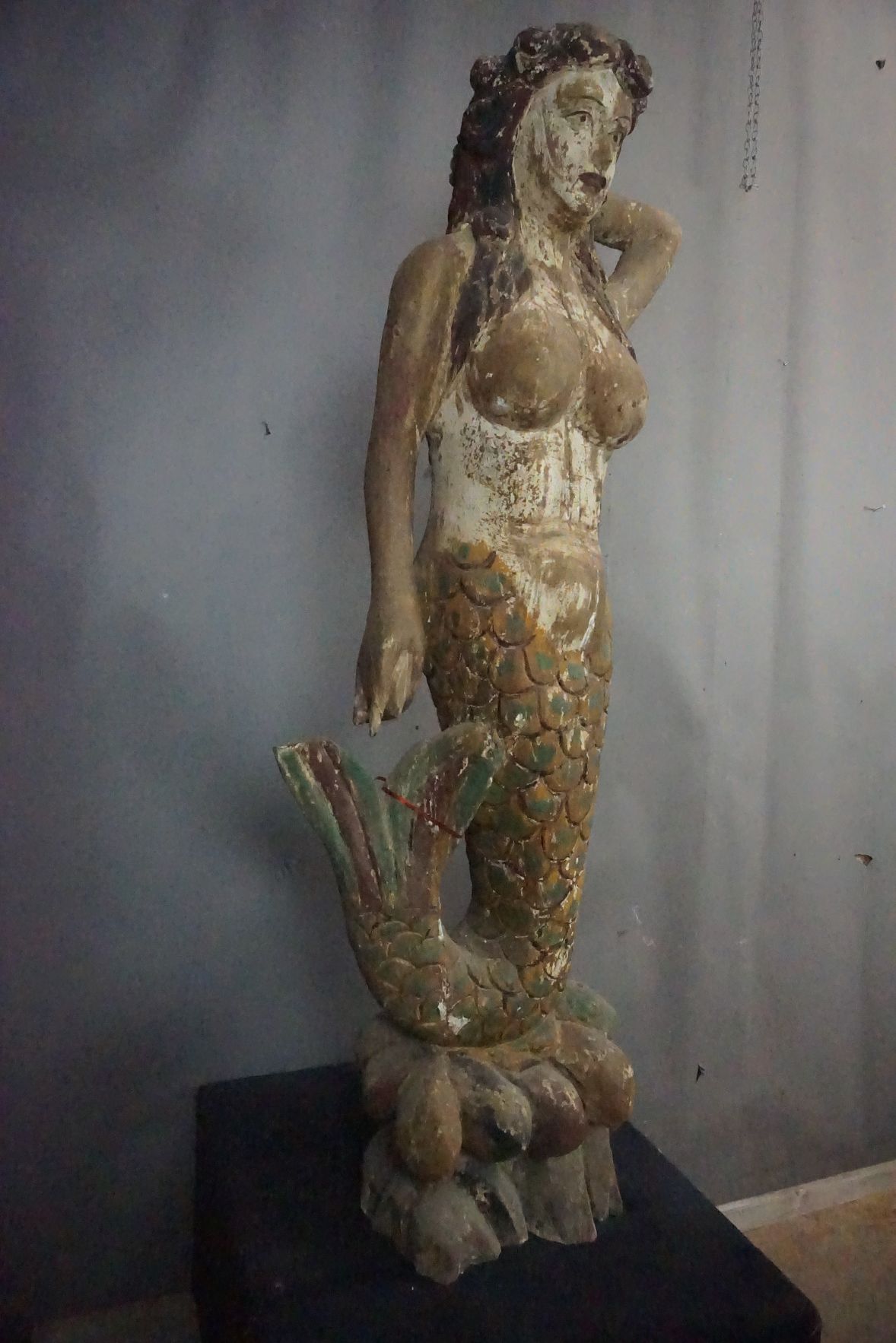 Mermaid in wood H160x55 - Image 3 of 3