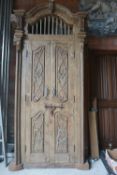 Special double door with top light in wood and wrought iron H270X108