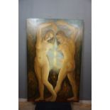 Modern painting oil on canvas with description by the artist H110X201