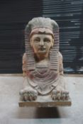 Sphinx in wood, Polychrome H82X46X119