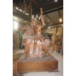 Monumental sculpture in wood on base in wood H395x149x60