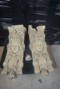 Couple consoles in plaster, damage, H77x31