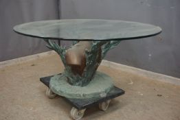 Table from bronze and glass H50x104