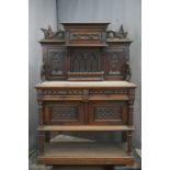 Neo-gothic, Credence in Oak with worksheet in Marble H174X120X45