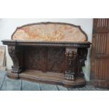 Unusual console in wood with marble top 19th H152X225x50