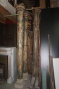 Lot (3) columns in wood based in stone H270x34x34