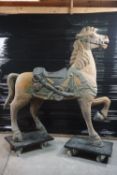 Sculpture of horse in wood H163X170
