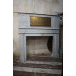 Fireplace in white marble with oven 19th H138x129x38