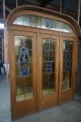 Triple door in wood with fire glass H240X190