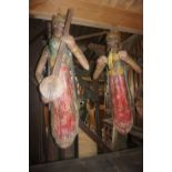 Couple decorative ornaments in wood H100X40X50