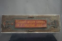 Decorative panel in plaster with spell in old Dutch H31X103