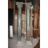 Couple columns in wood based in stone H250