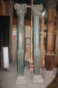 Couple columns in wood based in stone H250