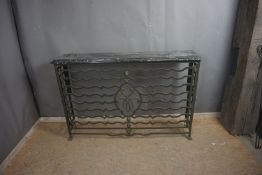 Radiator decoration in metal with leaf in marble H95x142x28