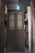 Double door in wood and wrought iron H320x110