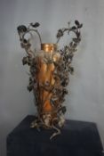 Decorative vase with forging in the style of Louis van Boeckel in copper and wrought iron H90x53