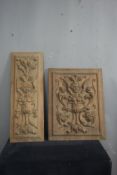 2 decorative panels in wood H69 / 57x25 / 43