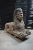 Sphinx in wood, Polychrome H82X46X119