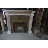Fireplace in white and rose marble with built-in fireplace H130x150x42