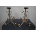 Pair of andirons in wrought iron H37