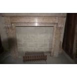 Fireplace in brown marble 19th H102x128x36