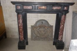 Fireplace in black marble with inserts H135x147x69