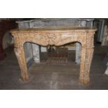 Fireplace in brown marble 19th H104x150x40